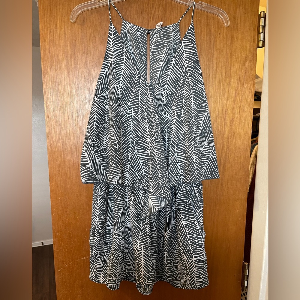 Grey Patterned Romper w/ Pockets